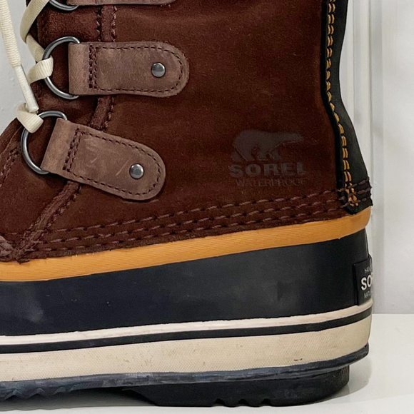 😍 SOREL WOMAN JOAN OF ARCTIC SNOW BOOTS BORWN WATERPROOF SUEDE FAUX FUR TOP 😘 - Picture 9 of 13